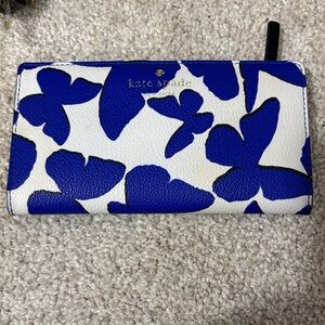Kate Spade White and Blue Butterfly Wallet